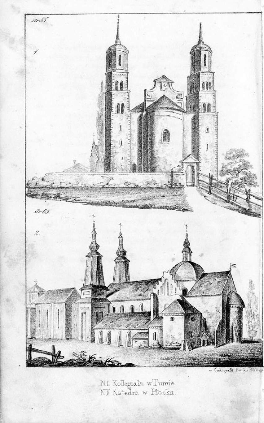 1847 rok, "N I. Kollegiata w Tumie. N II. Katedra w Płocku."...