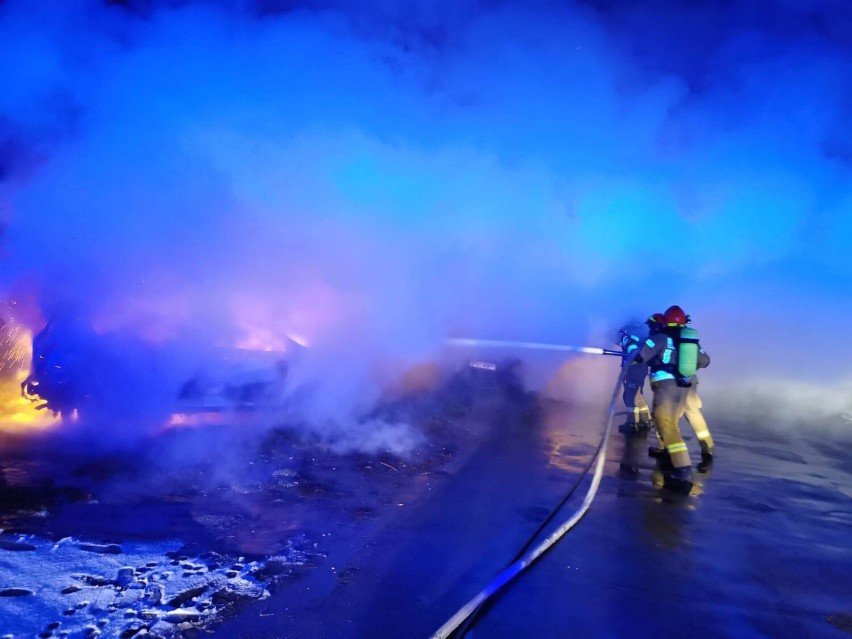 Nocny pożar przy ulicy Wyszyńskiego w Kaliszu. Płonęły samochody. ZDJĘCIA