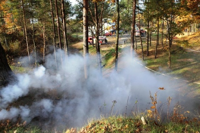 Ćwiczenia strażaków w parku astronomicznym we Fromborku