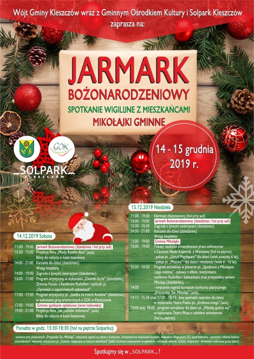 Jarmarki świąteczne będą odbywać się przez cały weekend w Bełchatowie i różnych miejscach powiatu