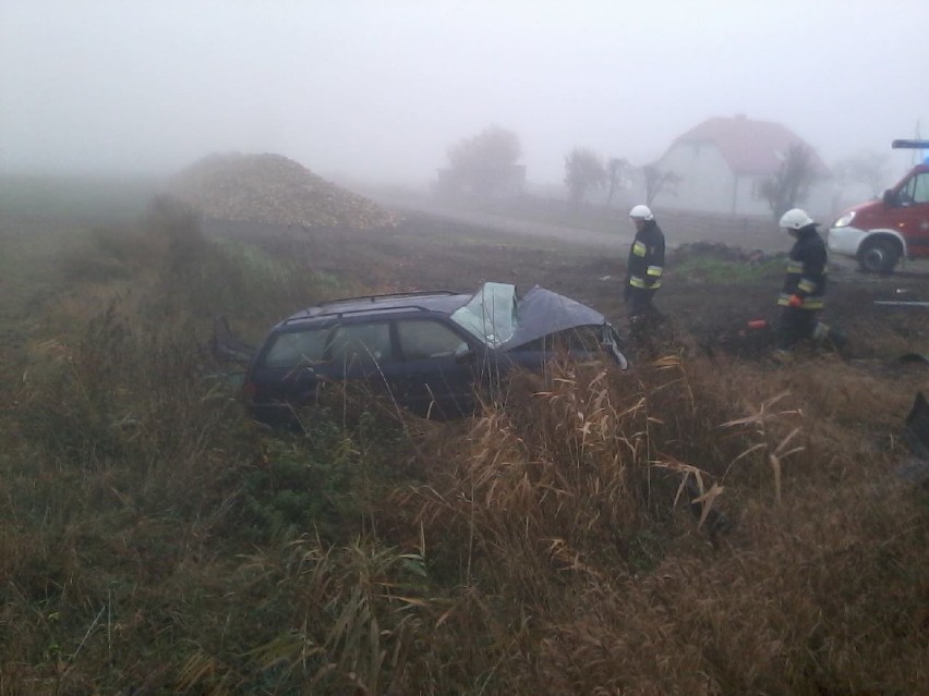 Wypadek w gminie Miłoradz. Kierowca trafił do szpitala
