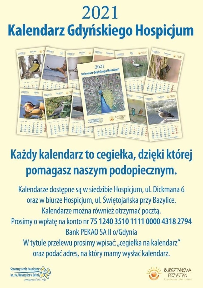 Gdynia. Potrzebna pomoc dla Hospicjum. Kalendarz na 2021 rok sprzedawany w formie cegiełek i zbiórka na rękawice nitrylowe