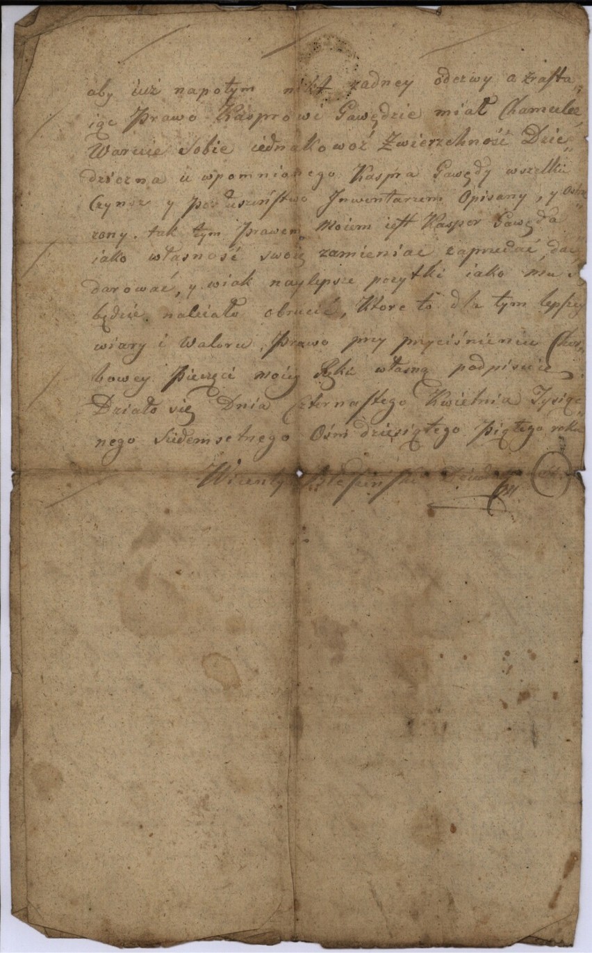 Inny z nowych eksponatów to dokument z 14.04.1785 r., w...