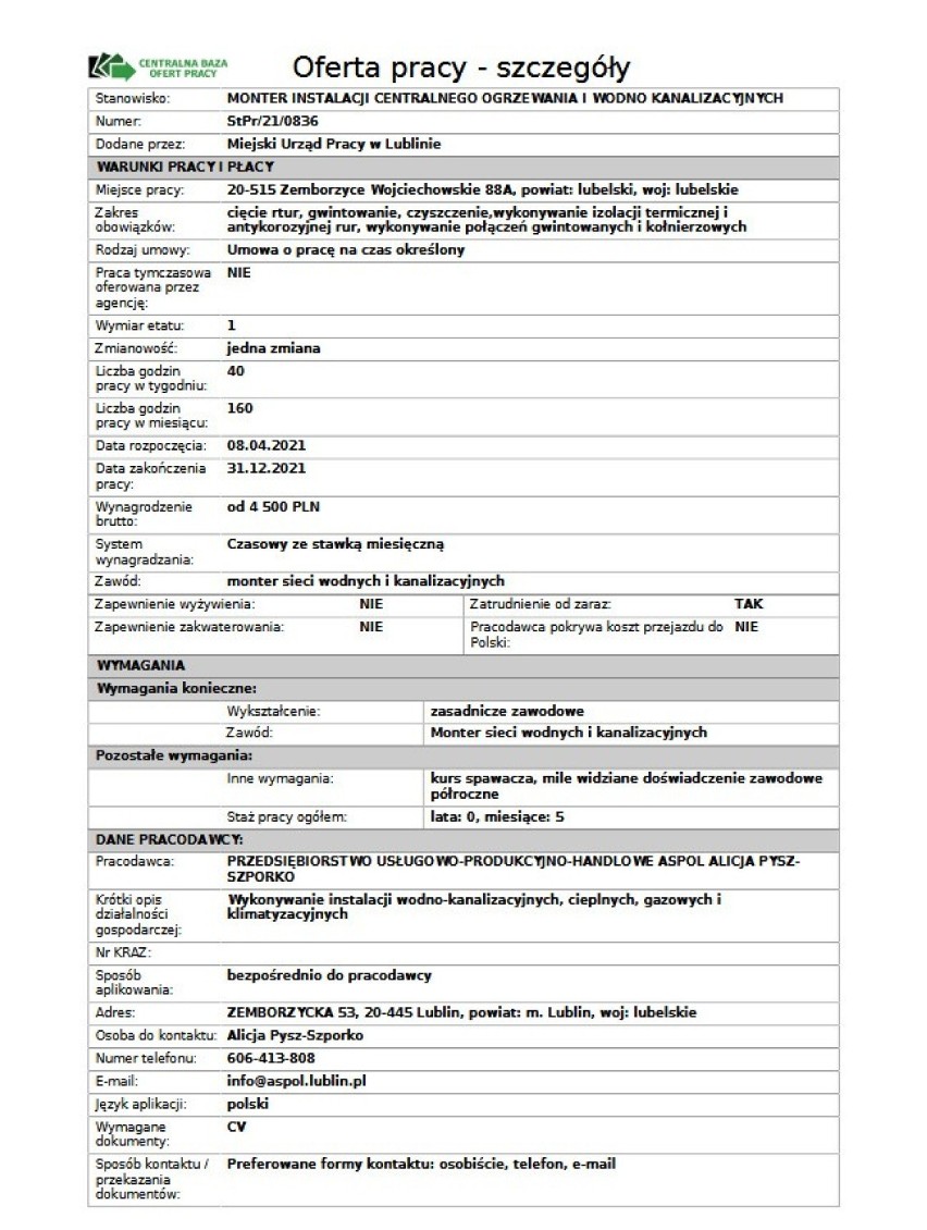 Zarabiaj 4 tys. zł i więcej! Pełny etat i wysokie zarobki. Praca czeka w powiecie lubelskim. Zobacz oferty