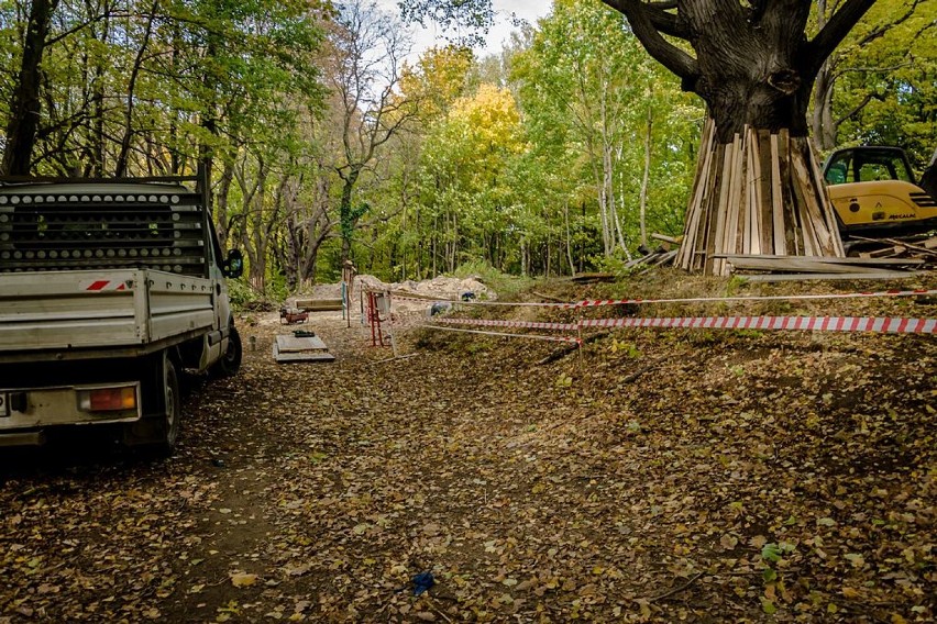 Szczawno-Zdrój: Rozpoczęła się budowa wieży widokowej na wzgórzu Gedymina (ZDJĘCIA)