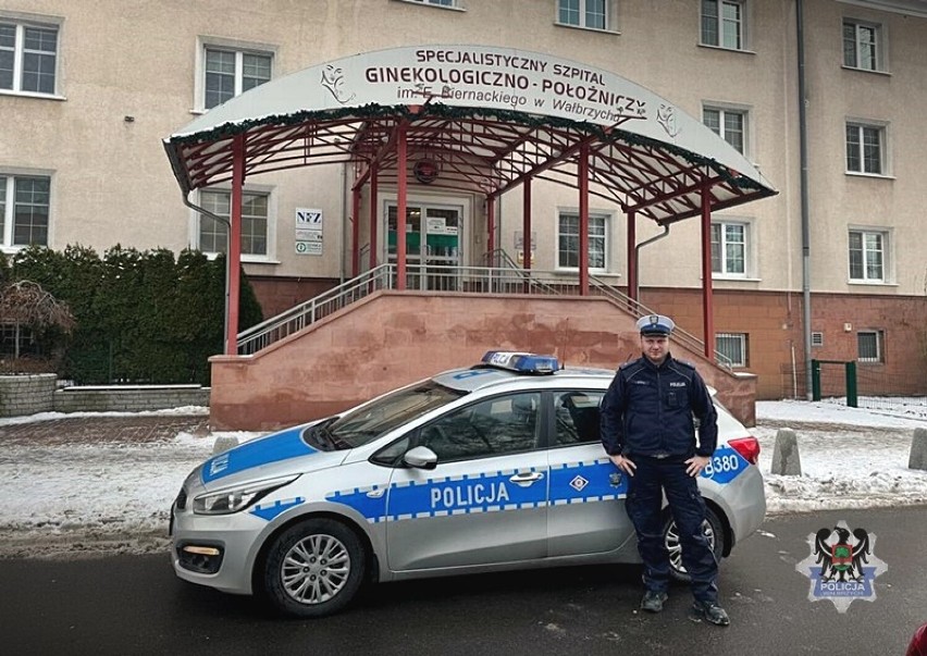 Wałbrzyscy policjanci eskortowali rodzącą kobietę do...
