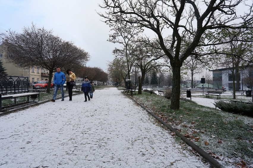 Pierwszy śnieg tej jesieni spadł w Piotrkowie i powiecie...