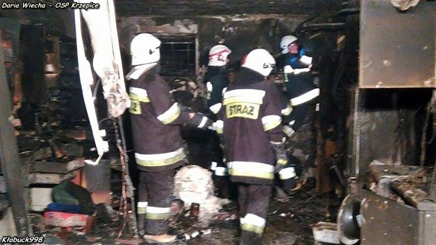 Pożar garażu w Krzepicach