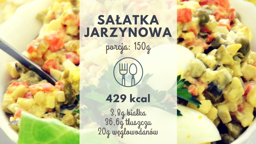 Porcja sałatki jarzynowej waży 150g i zawiera 429 kalorii -...