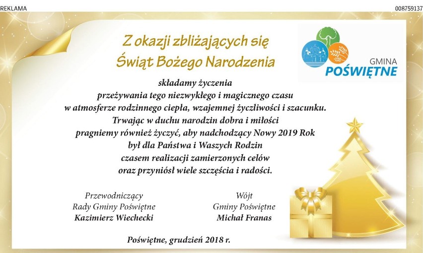 Życzenia świąteczne od władz powiatu opoczyńskiego, Opoczna oraz opoczyńskich gmin