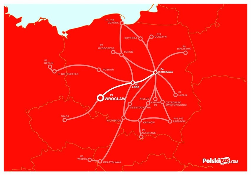 Trasa Linii P4 Wrocław-Warszawa