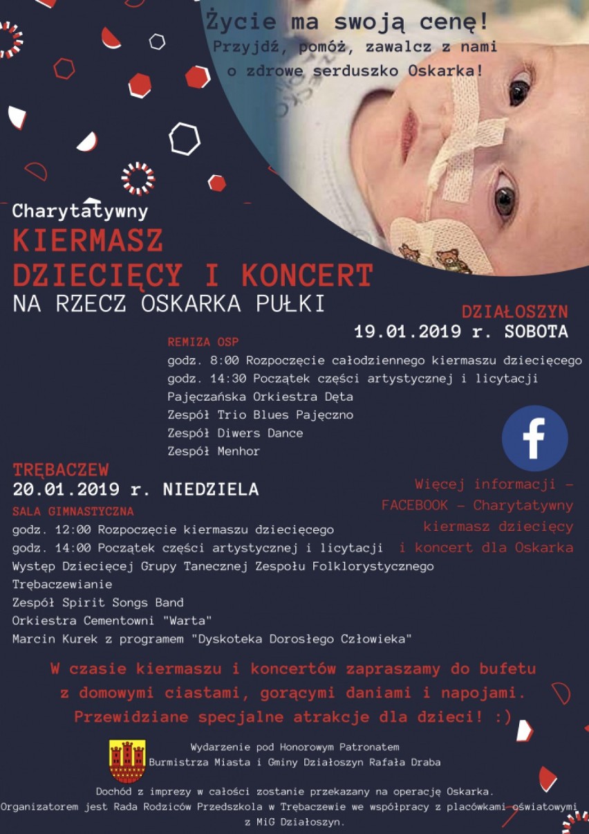 W Działoszynie i Trębaczewie w weekend zorganizowany zostanie charytatywny kiermasz na rzecz chorego Oskarka Pulki