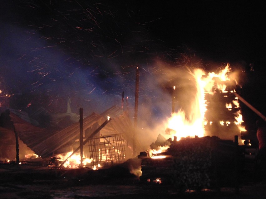 Wielki pożar tartaku w Brudzewku