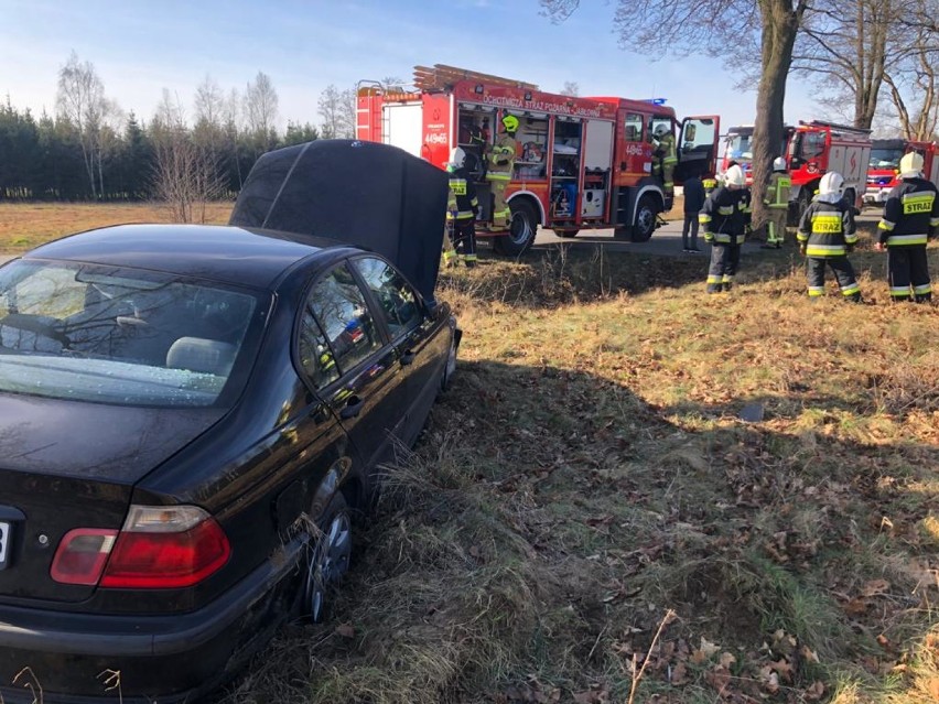 Wola Jabłońska: BMW rozbiło się o drzewo [ZDJĘCIA]