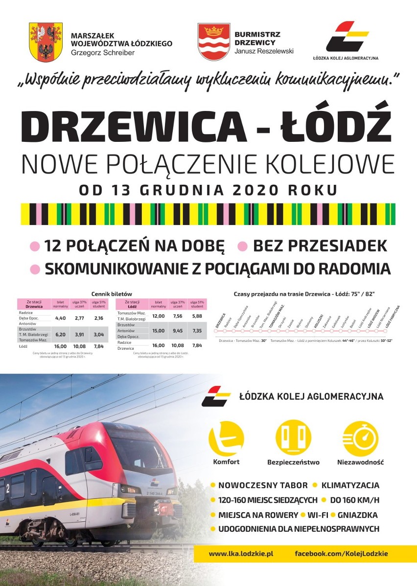 Nowe połączenia kolejowe ŁKA z Drzewicy do Łodzi przez Tomaszów Maz. ruszą w tym roku [CENY BILETÓW, TRASA]