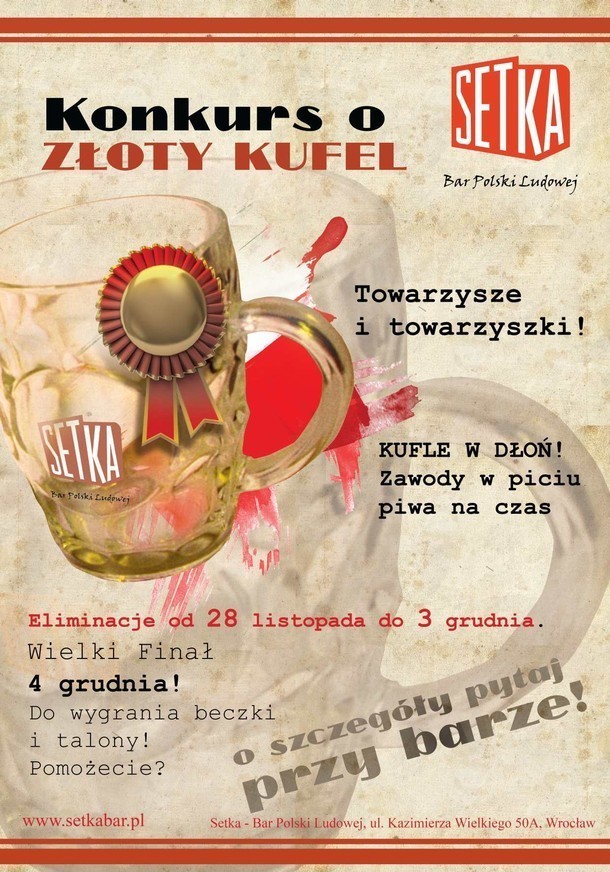 Zawody w piciu piwa

ZOBACZ, CO JESZCZE DZIEJE SIĘ WE WROCŁAWIU W WEEKEND