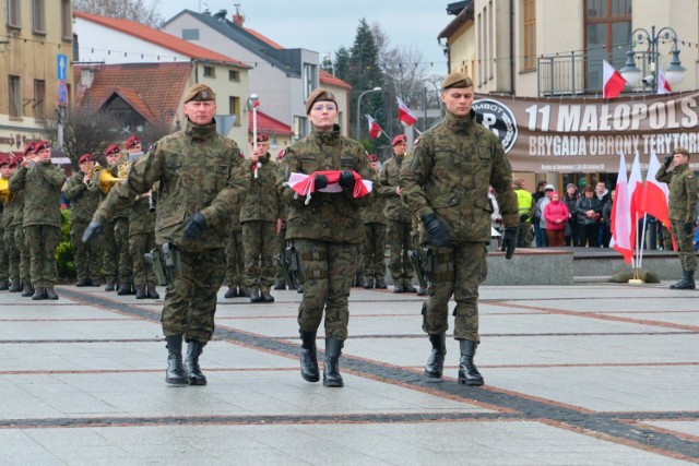 Przysięga wojskowa żołnierzy 11 Małopolskiej Brygady Obrony Terytorialnej w Trzebini