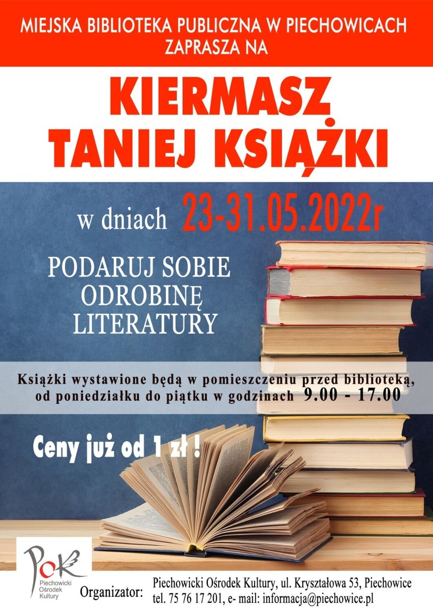 Szukasz ciekawych i tanich książek? Piechowicki Ośrodek Kultury organizuje kiermasz