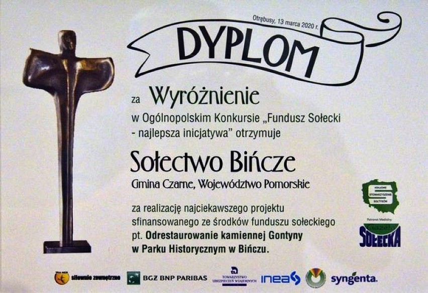 Sukces Sołectwa Bińcze w III edycji ogólnopolskiego konkursu „Fundusz sołecki – najlepsza inicjatywa”