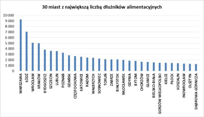 Najwięcej dłużników alimentacyjnych jest w Warszawie (9...