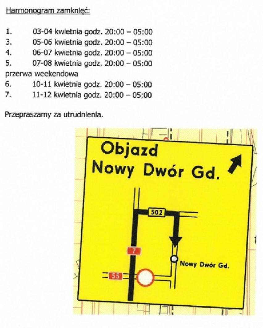 Nowy Dwór Gdański. Uwaga kierowcy! Spore utrudnienia w Nowym...