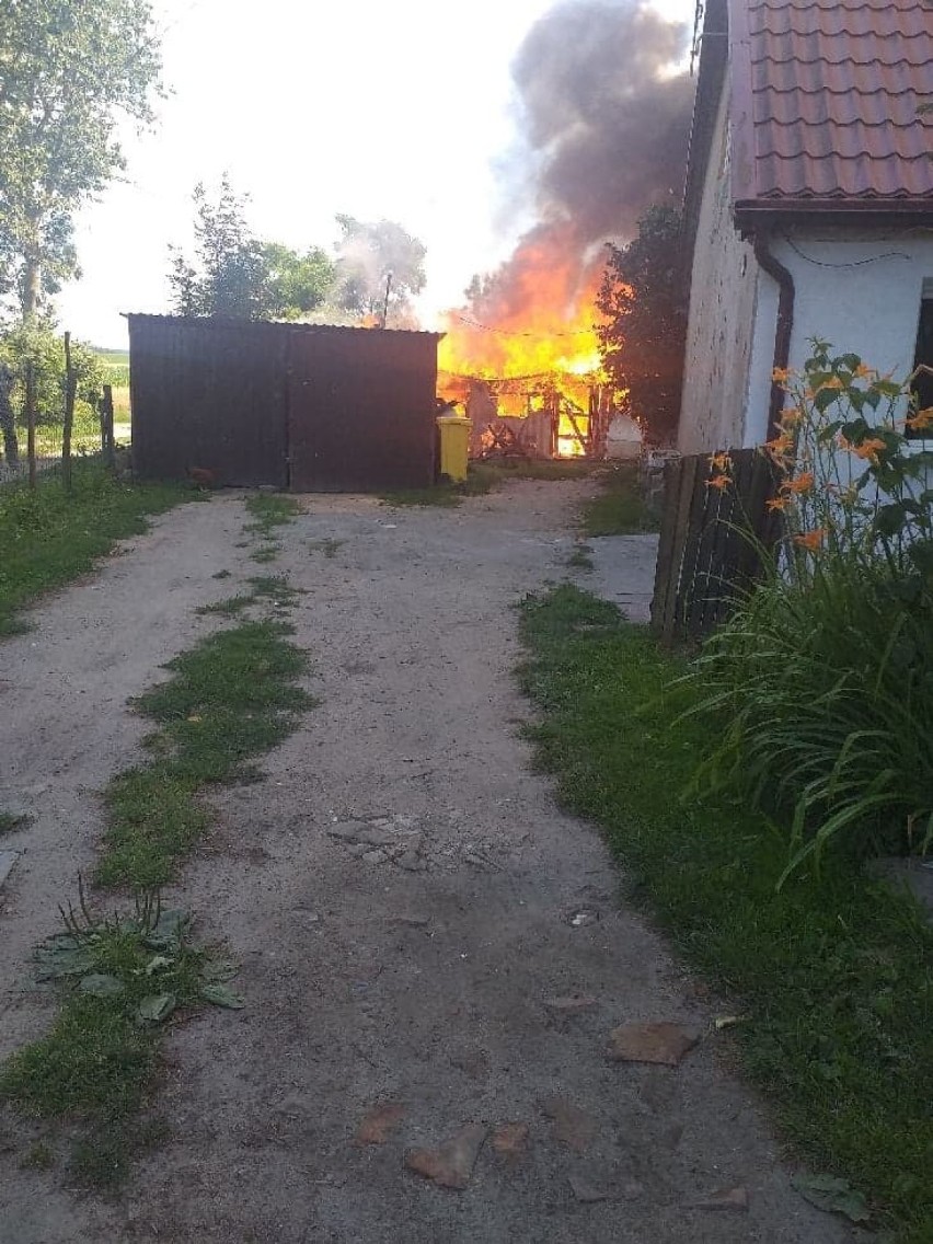 Pożar budynku gospodarczego w Międzyłężu koło Pelplina