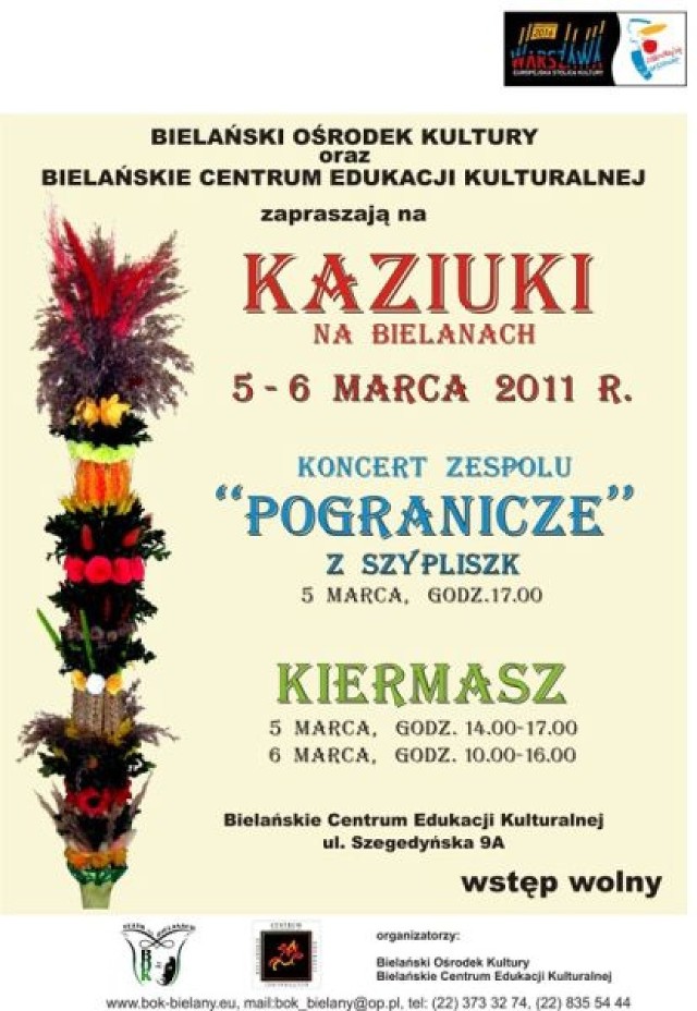 5-6 marca 2011 na Bielanach odbędzie się kiermasz ...