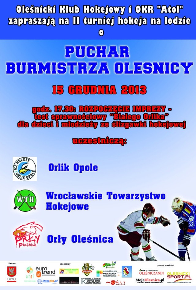 Plakat promujący II Turniej Hokeja na Lodzie w Oleśnicy