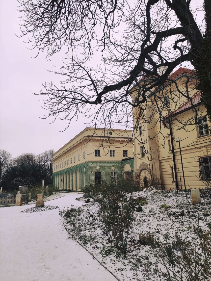 Muzeum - Zamek w Łańcucie przyprószony porannym śniegiem 