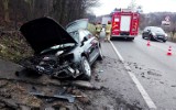 Wypadek audi w Okocimiu zablokował główną trasę łaczącą Nowy Sącz z Krakowem