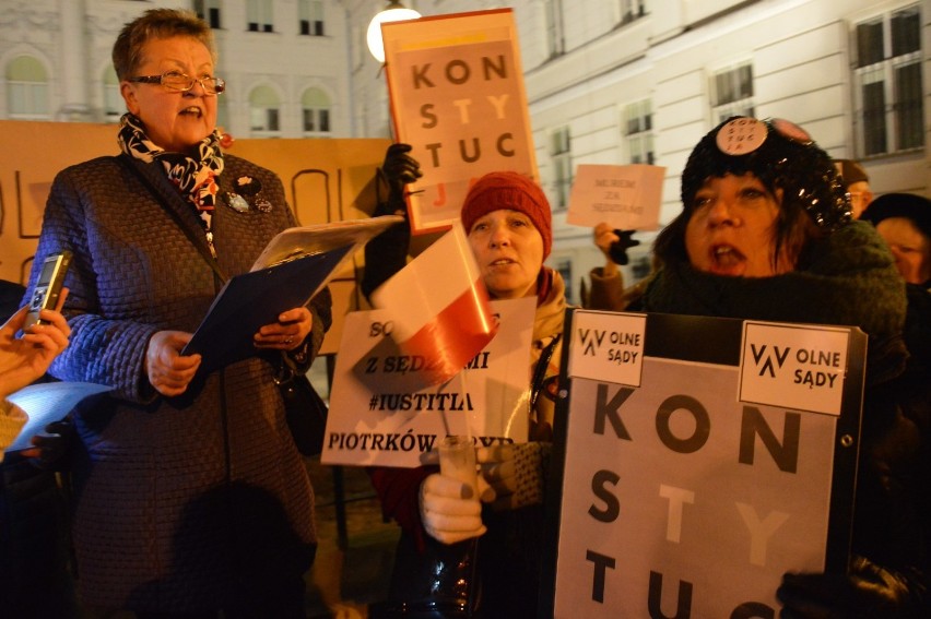 Protest przed sądem w Piotrkowie