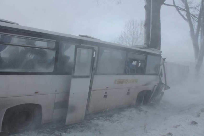 Wypadek autobusu koło Pawłówka