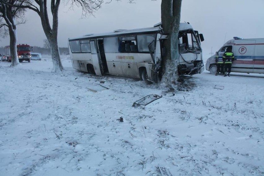 Wypadek autobusu koło Pawłówka