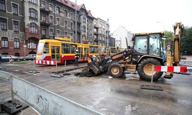 Na Kościuszki tramwaje stały w korkach