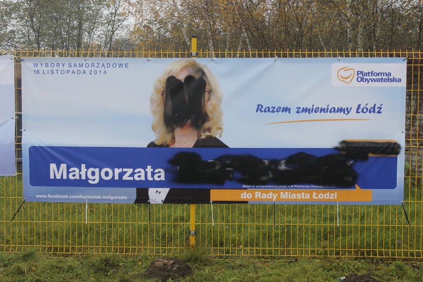 Wybory samorządowe 2014 w Łodzi. Niszczenie plakatów wyborczych [ZDJĘCIA]