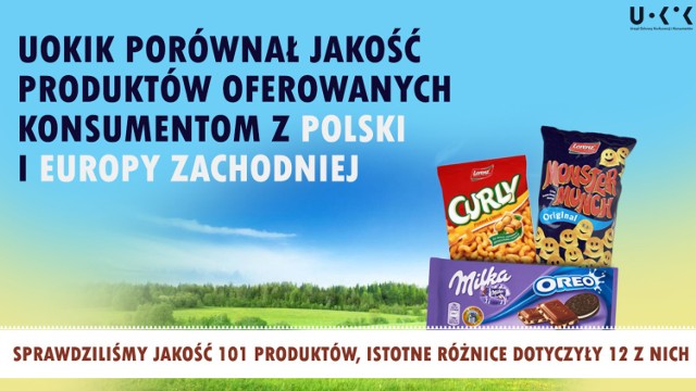 Urząd Ochrony Konkurencji i Konsumentów pod koniec 2017 r. po raz pierwszy porównał jakość produktów spożywczych w Polsce i w Niemczech. 

- Kupiliśmy 37 par artykułów żywnościowych w polskich i niemieckich sklepach: Aldi, Kauflandzie, Lidlu, Makro, Netto i Rossmannie. Były to: serek, chipsy, napoje, soki, jogurty, herbata, kawa, pizza mrożona, ketchup, czekolady, ciastka, żelki, kakaowy krem do smarowania pieczywa, ryby mrożone, wędliny i kiełbasa. W czterech stwierdziliśmy dużą różnicę w jakości - informują przedstawiciele UOKiK.

Wyniki testu zobacz na kolejnych slajdach > > >