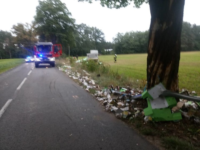 Boruja Nowa: Samochód dostawczy roztrzaskał się na drzewie