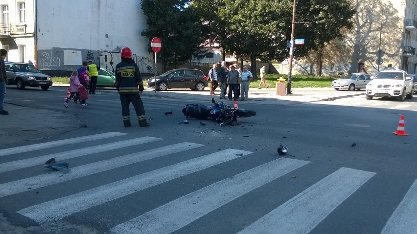 Wypadek motocyklisty na Targowej w Łodzi