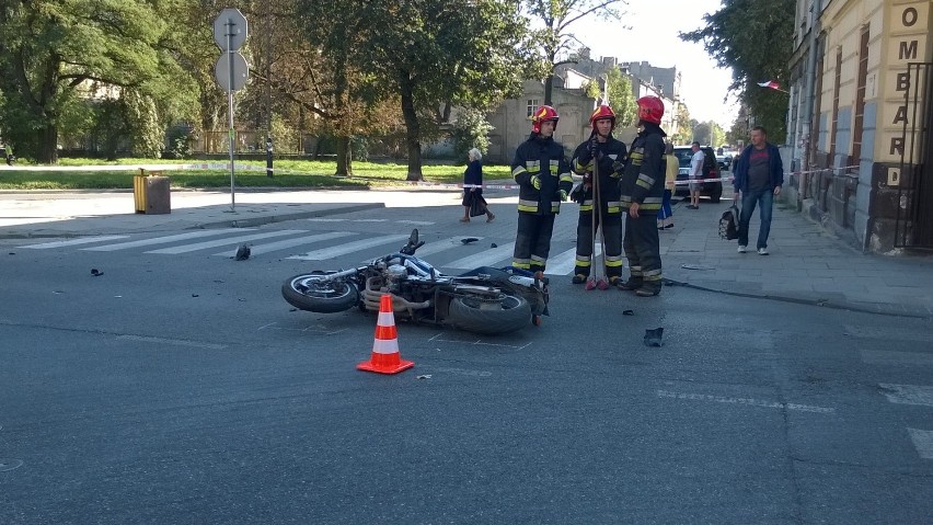 Wypadek motocyklisty na Targowej w Łodzi