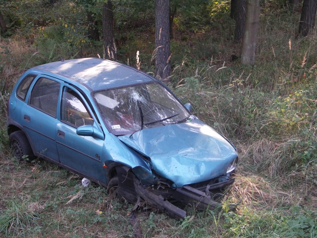 Jeszcze w środę 19 września auto nie zostało usunięte z pobocza drogi krajowej nr 15 pod Dziadkowem (powiat milicki)