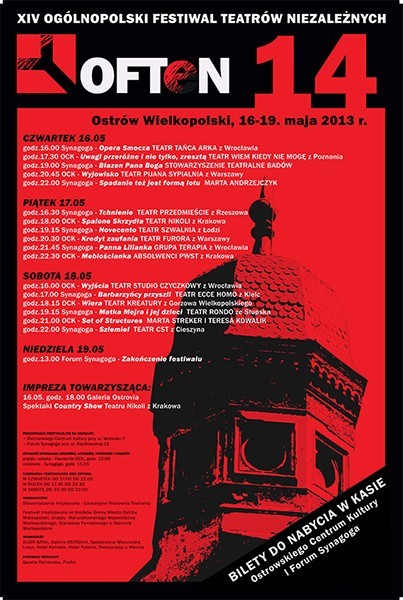Ostrów: Zapowiedź Ogólnopolskiego Festiwalu Teatrów Niezależnych OFTeN [PROGRAM IMPREZY]