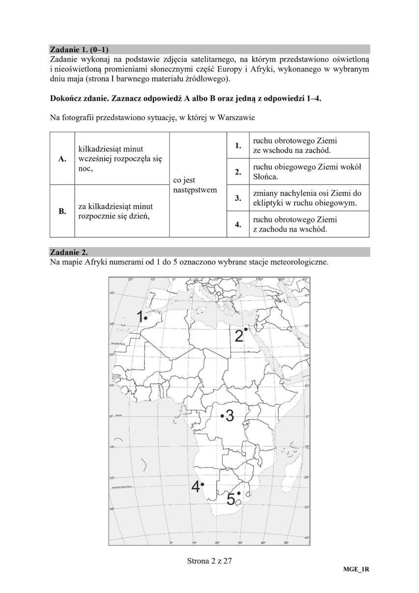 Matura z geografii 2020