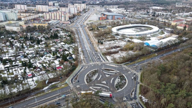 Przebudowa ul. Szafera w Szczecinie. Zdjęcia z 28.01.2021.