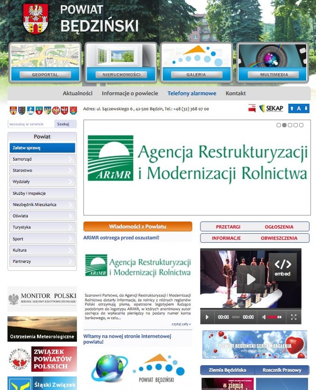 starostwo.bedzin.pl - strona internetowa powiatu będzińskiego
