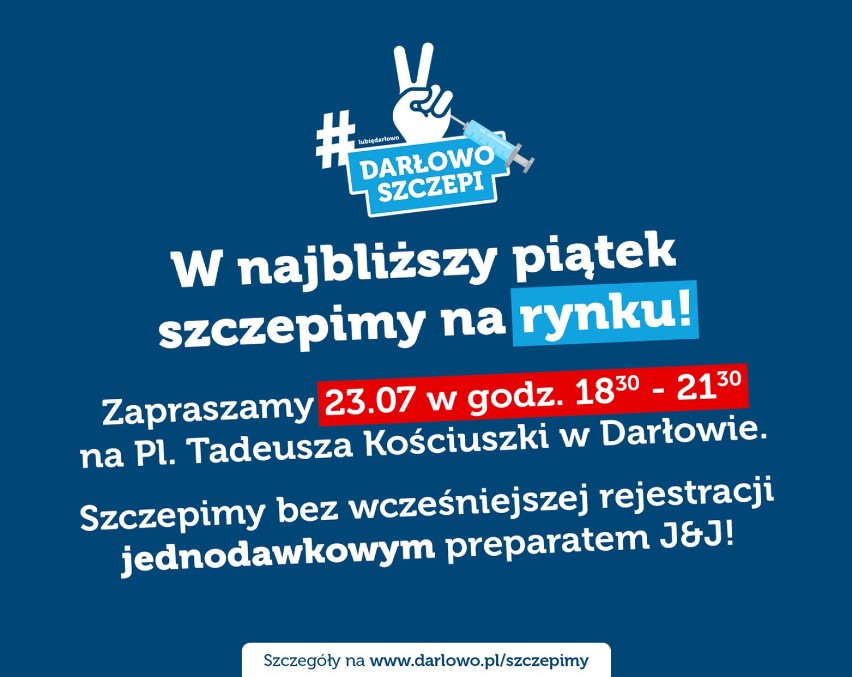 Mobilny punkt szczepień podczas koncertu w Darłowie. Można zaszczepić się szczepionką jednodawkową