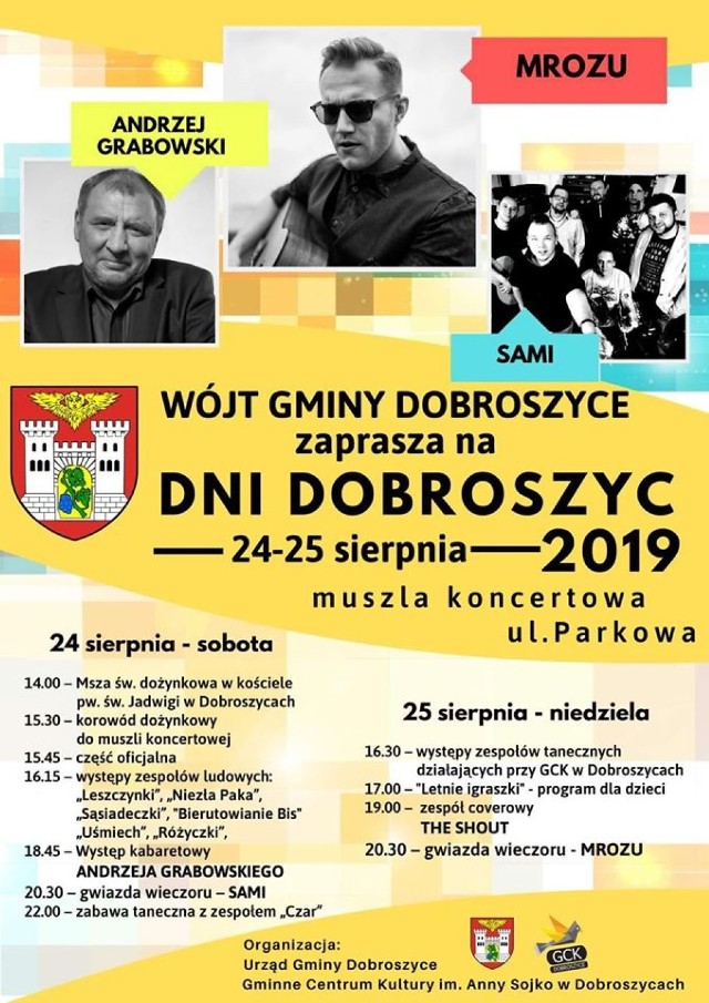 Święto plonów i Dni Dobroszyc już w najbliższą sobotę i niedzielę. Tym razem imprezę uświetni występ kabaretu Andrzeja Garbowskiego, zespół Sami oraz Mrozu.