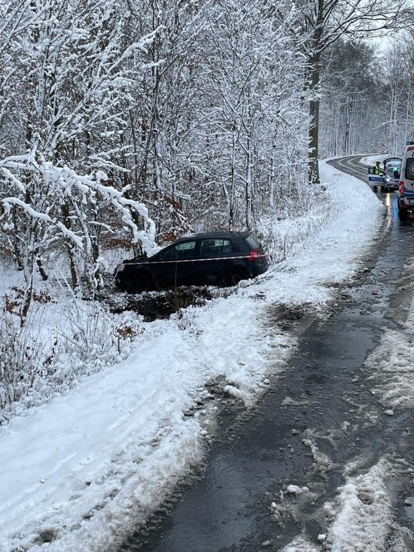 W Jamach pod Grudziądzem auto zjechało z drogi. Młoda kobieta trafiła do szpitala