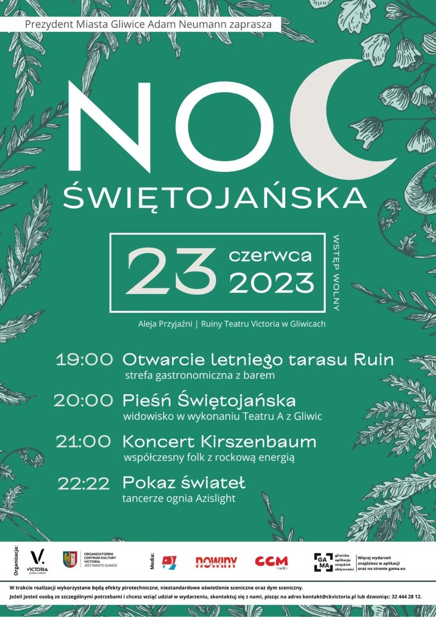 Noc świętojańska w Gliwicach - plakat wydarzenia