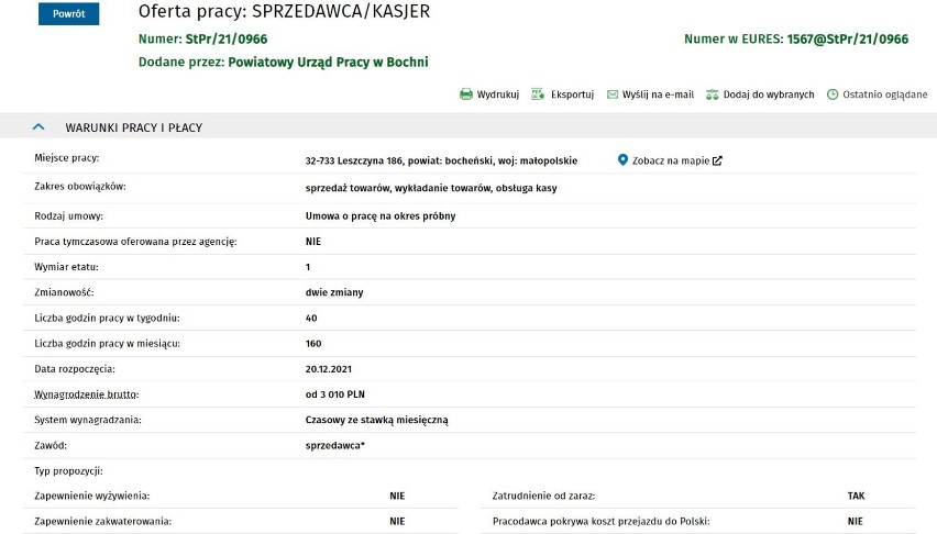 Najnowsze oferty pracy w Bochni i powiecie bocheńskim,...