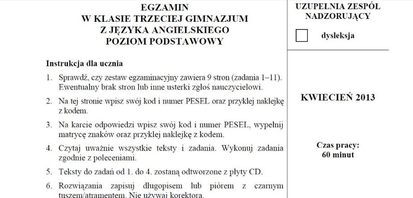 Angielski I Niemiecki: Egzamin Gimnazjalny 2014 Operon [Odpowiedzi, Arkusze]